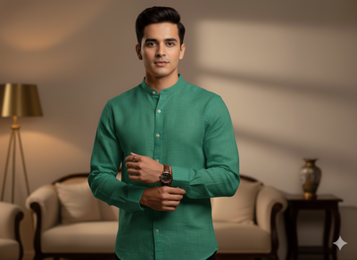 टील ग्रीन शुद्ध लिनन 60 ली फैब्रिक