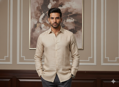 Precut of Natural Beige Pure Linen Fabric - 60 Lea