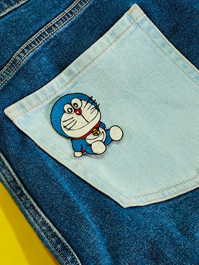 Blue & White Threadwork Doraemon Patches