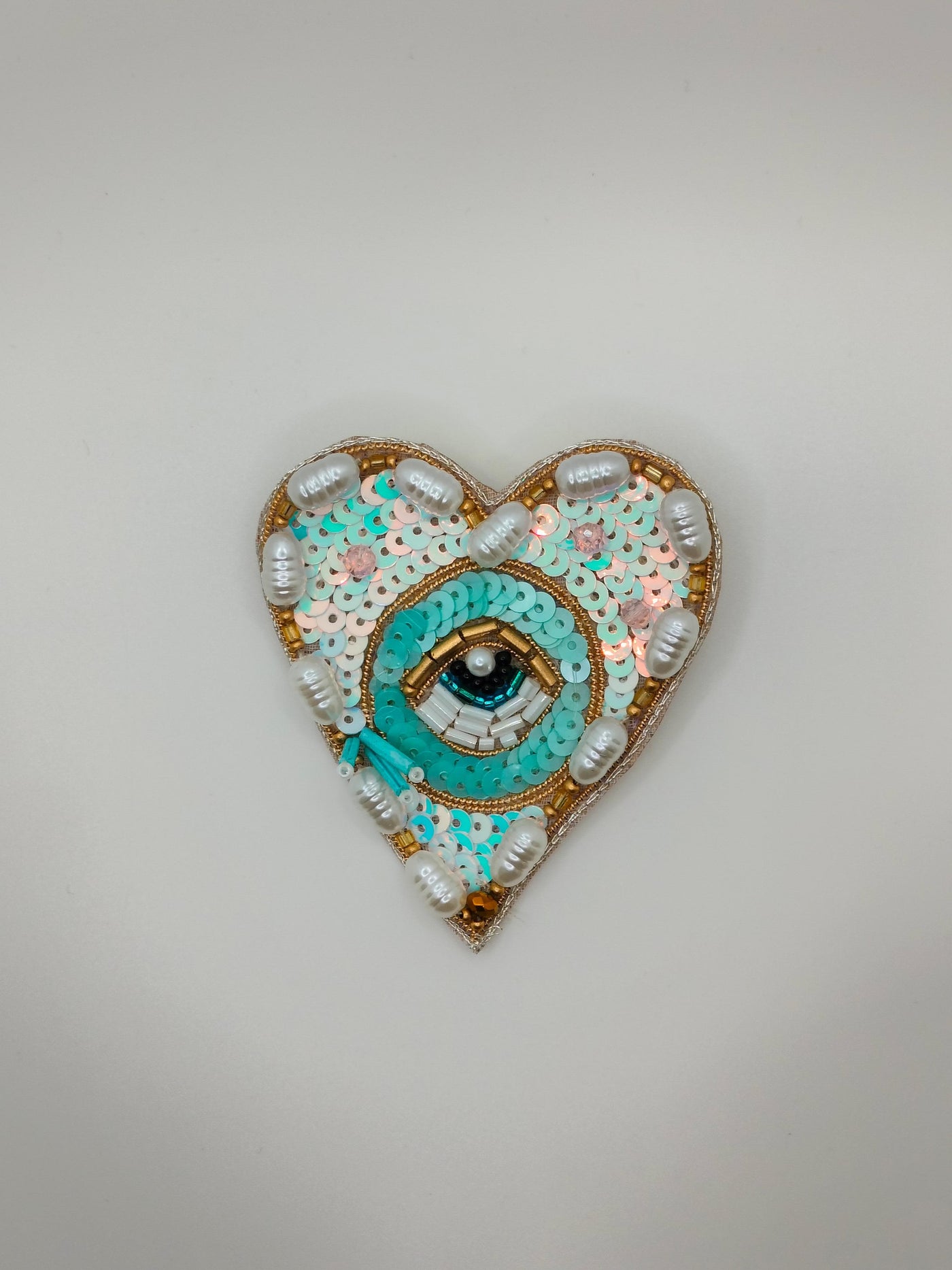 Multicolor Heart Shaped Sequin Evil Eye Patches