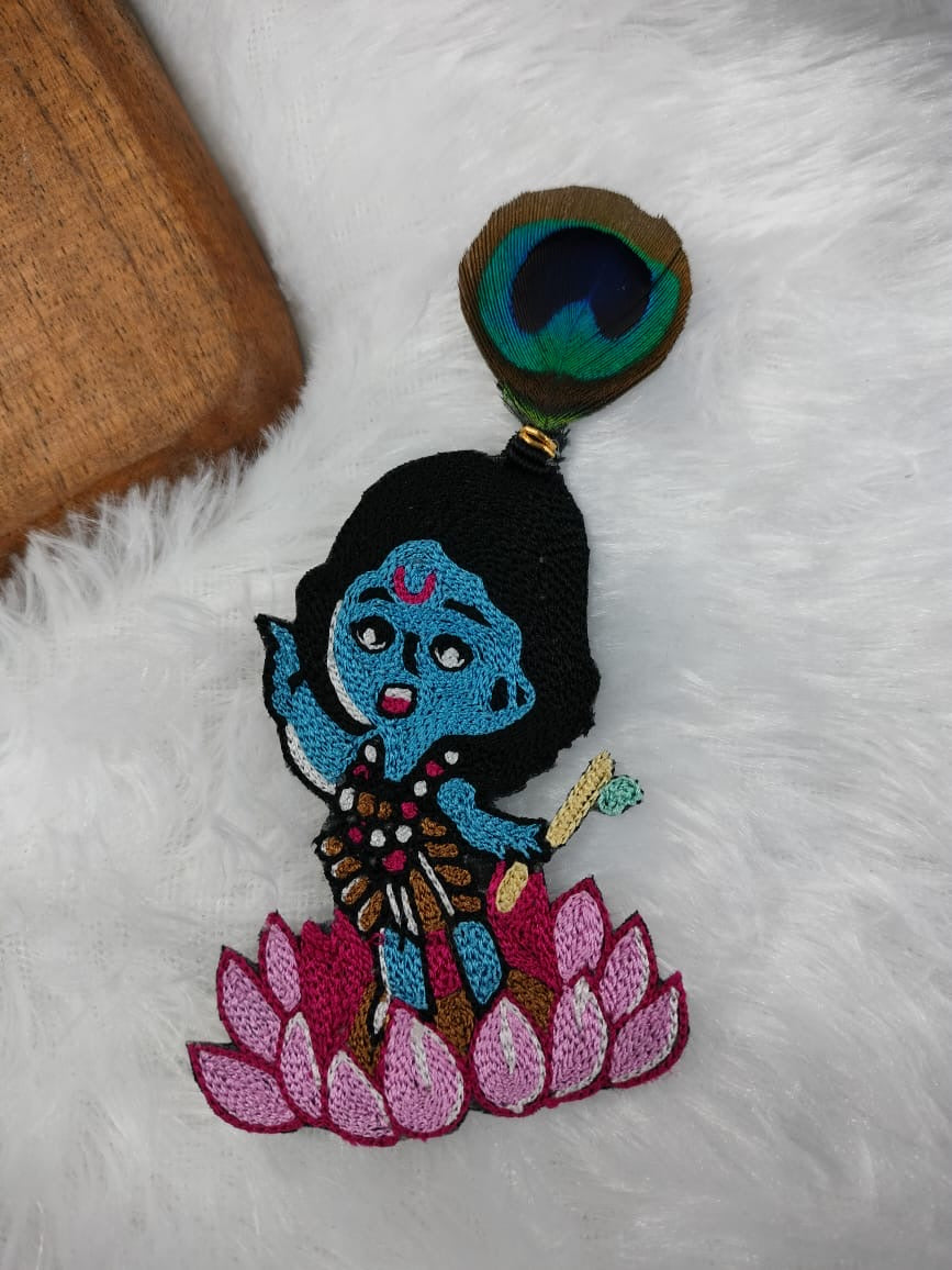 Multicolor Threadwork Fancy Handwork Krishna Patch