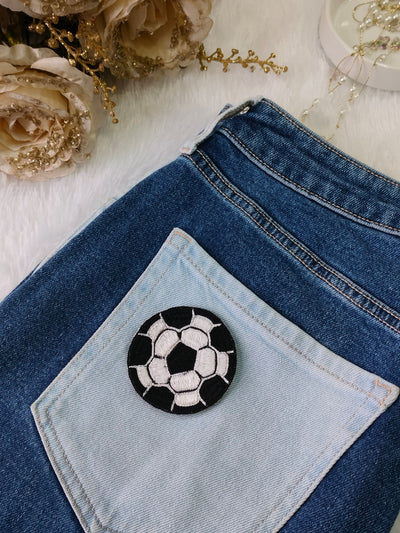 Black & White Assorted Threadwork Football Patches