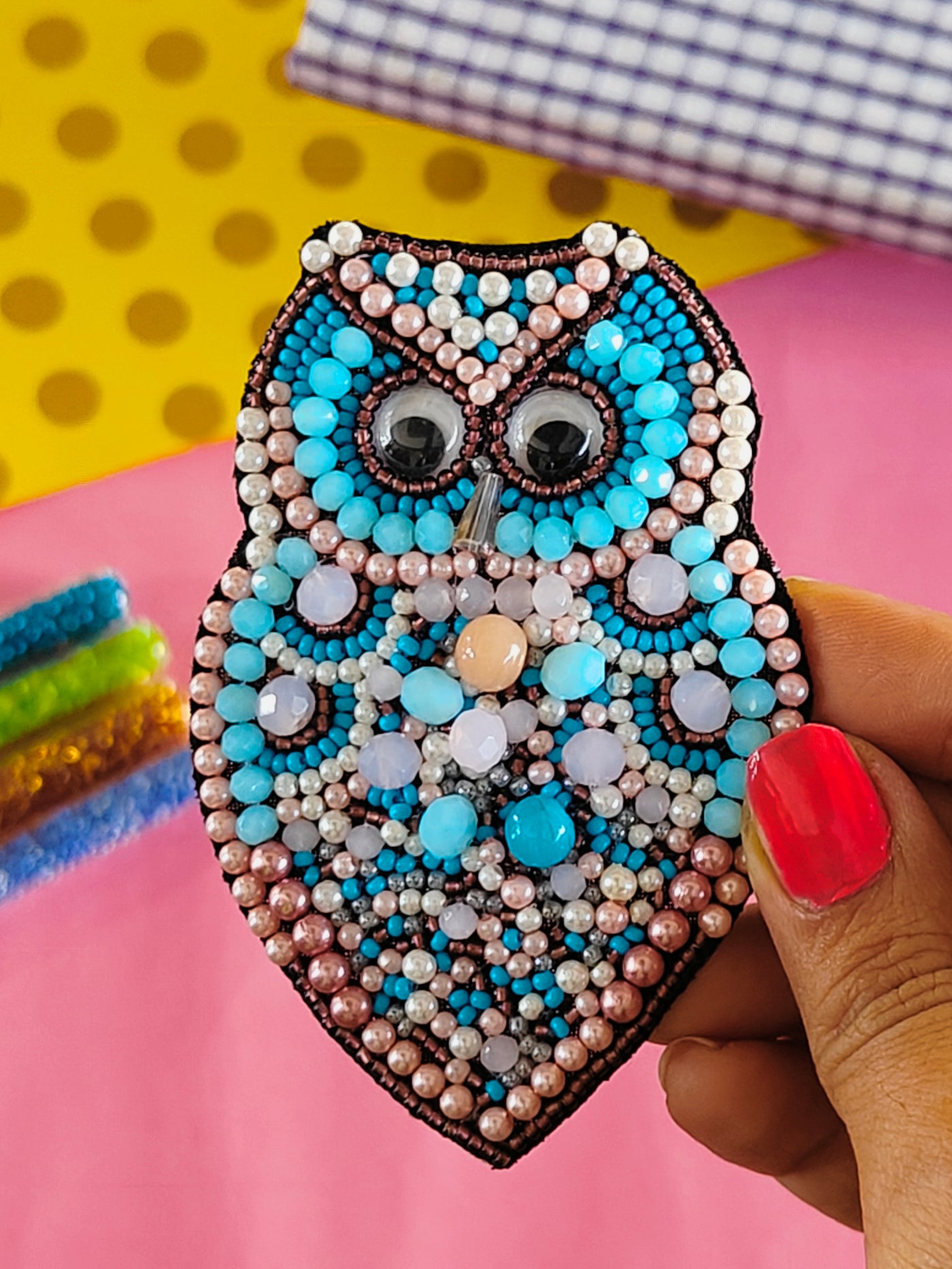 Embellished Stone Work Owl Patch