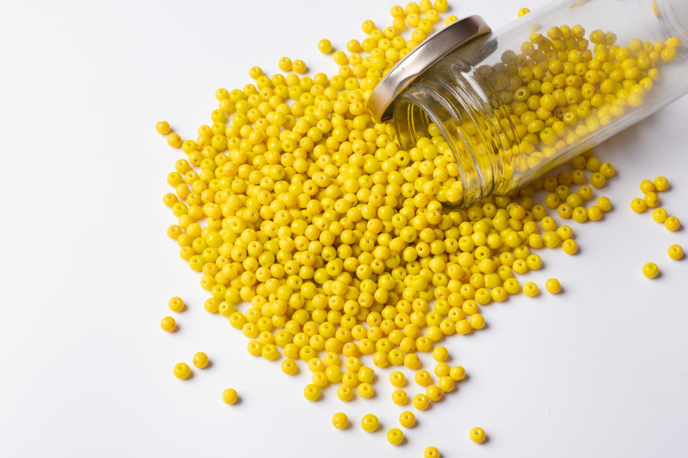 Round Yellow Czech Glass Beads