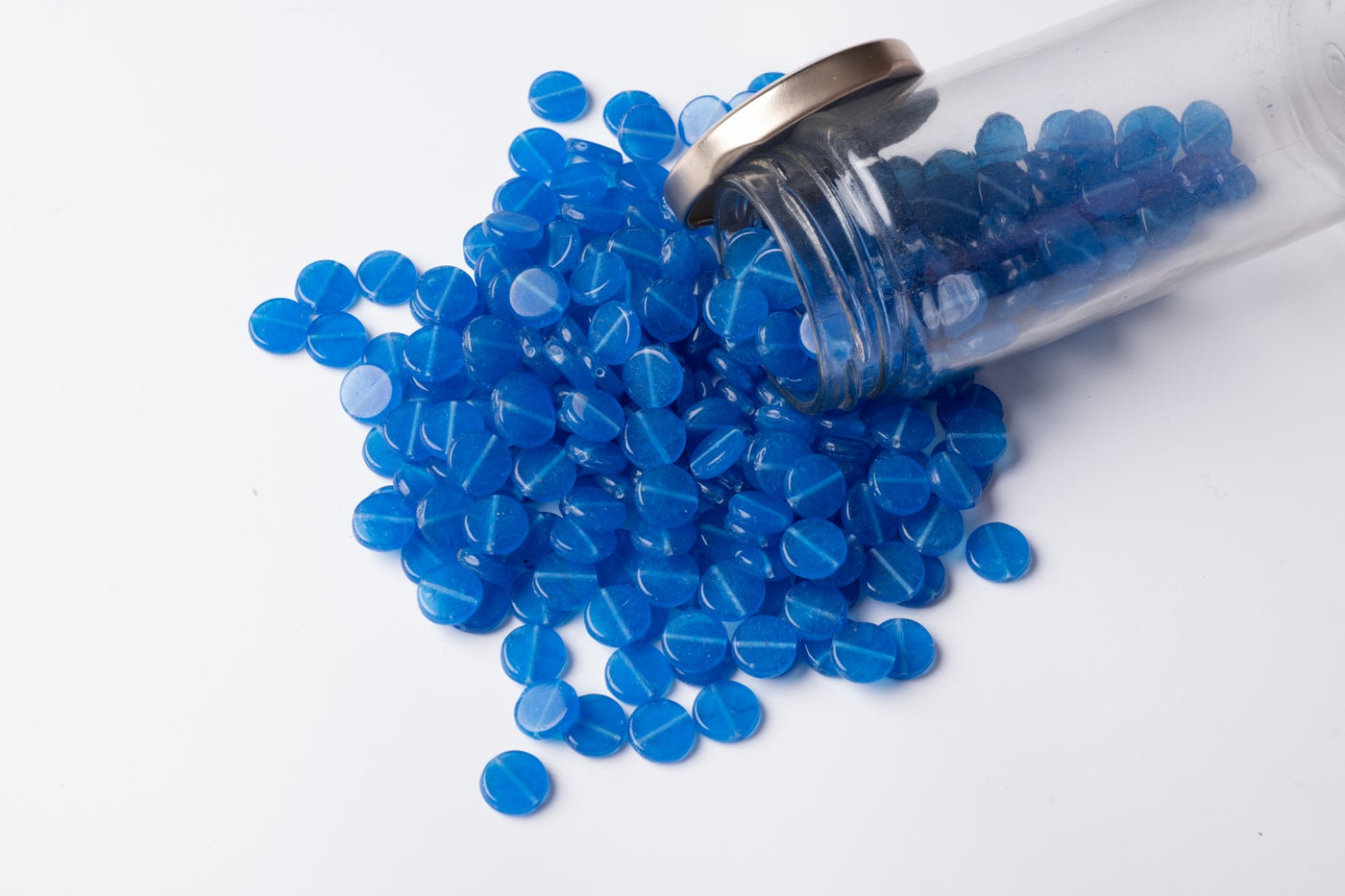 Flat Round Blue Czech Glass Beads
