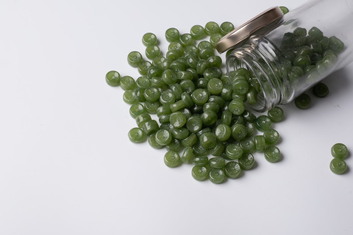 Flat Round Green Czech Glass Beads with Center Detail