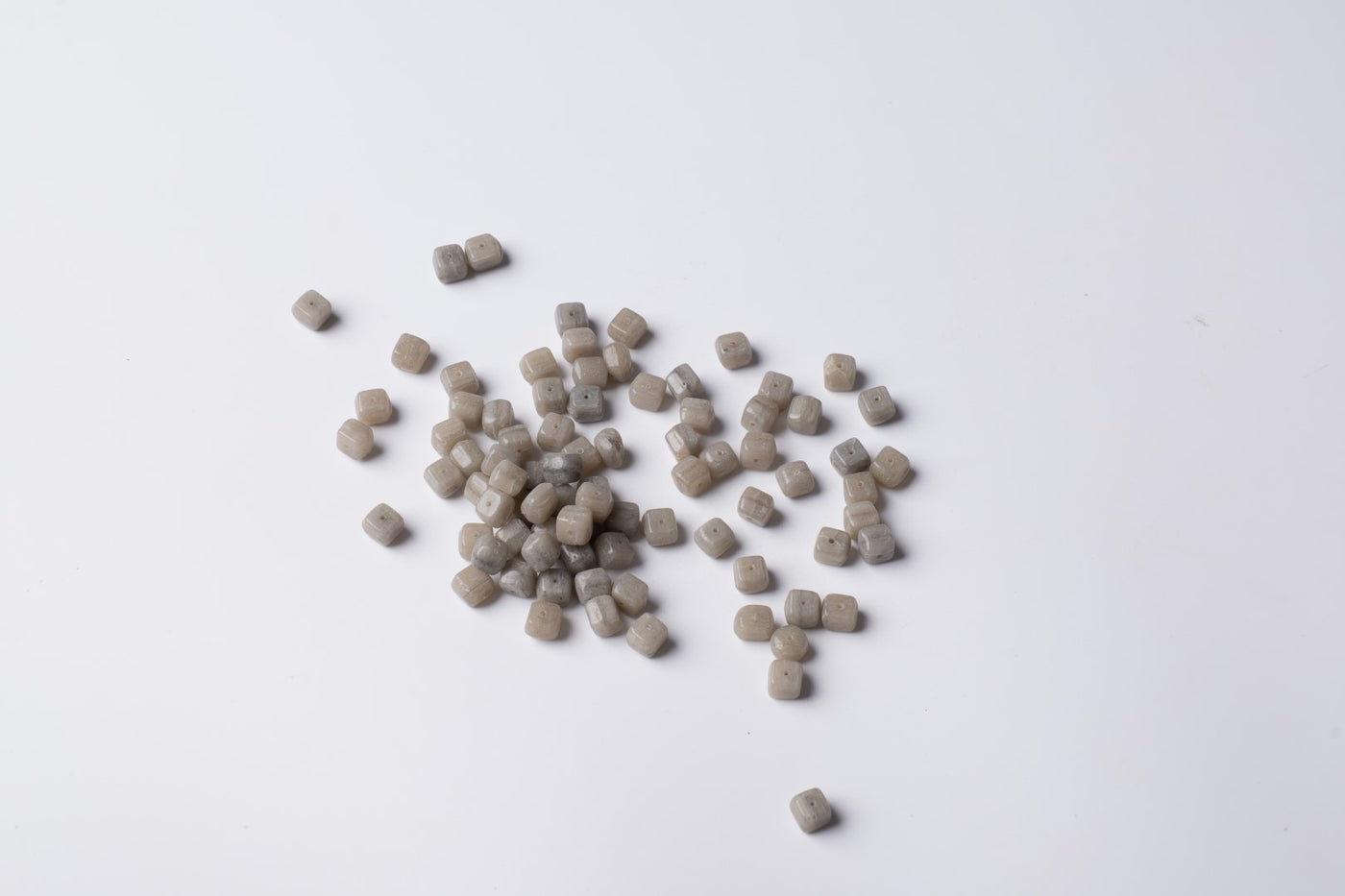 Small Cube Gray Czech Glass Beads