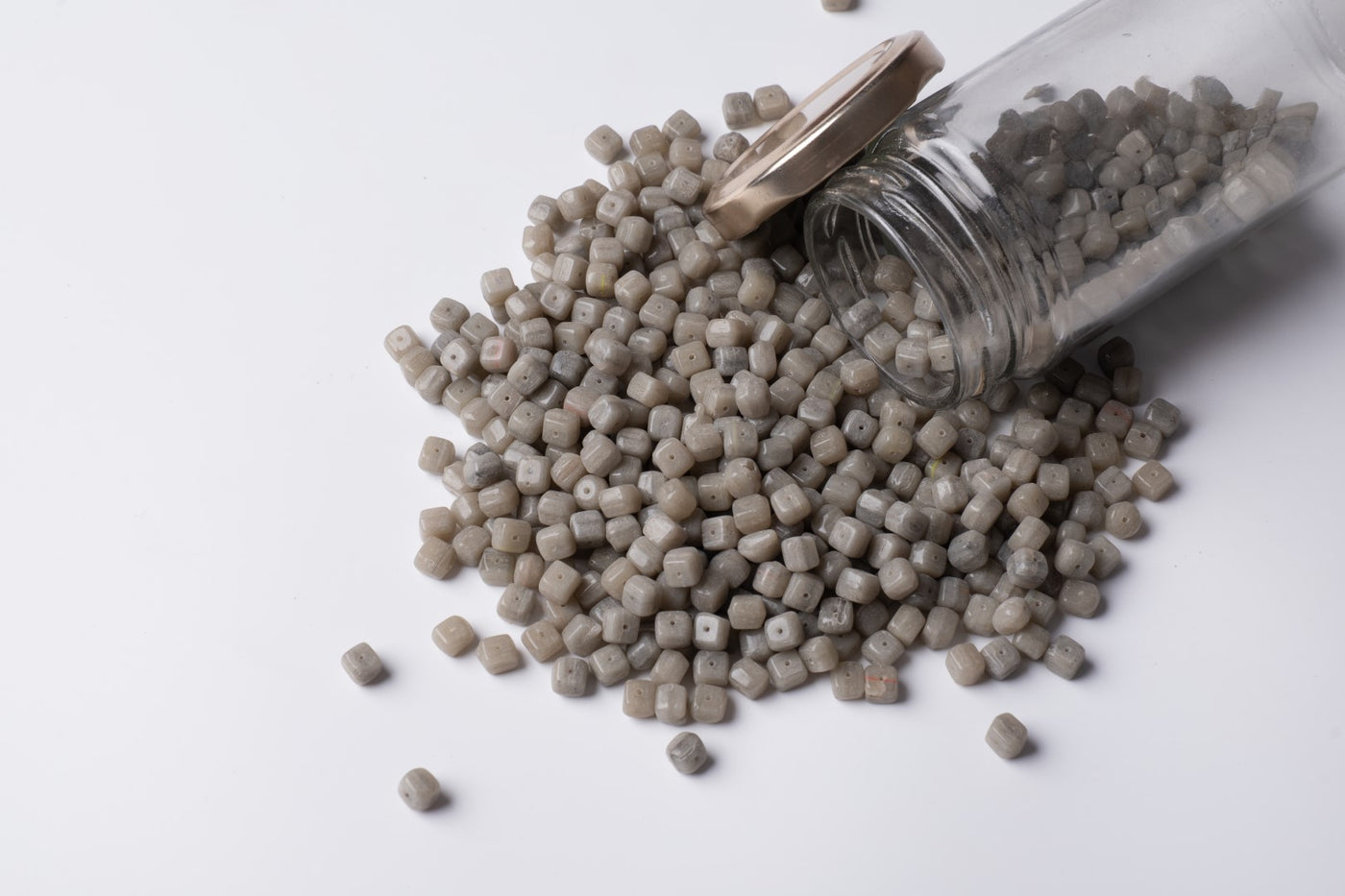 Small Cube Gray Czech Glass Beads