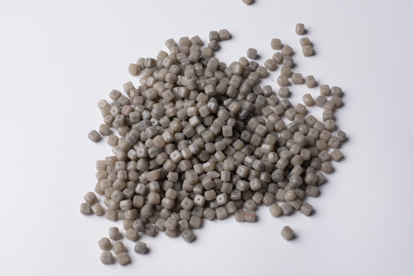 Small Cube Gray Czech Glass Beads