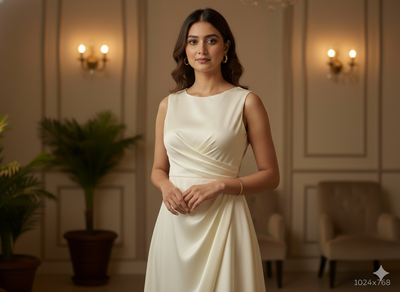 Glossy Off White Plain Malai Satin Fabric