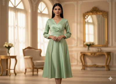 Pastel Mint Green Plain Malai Satin Fabric