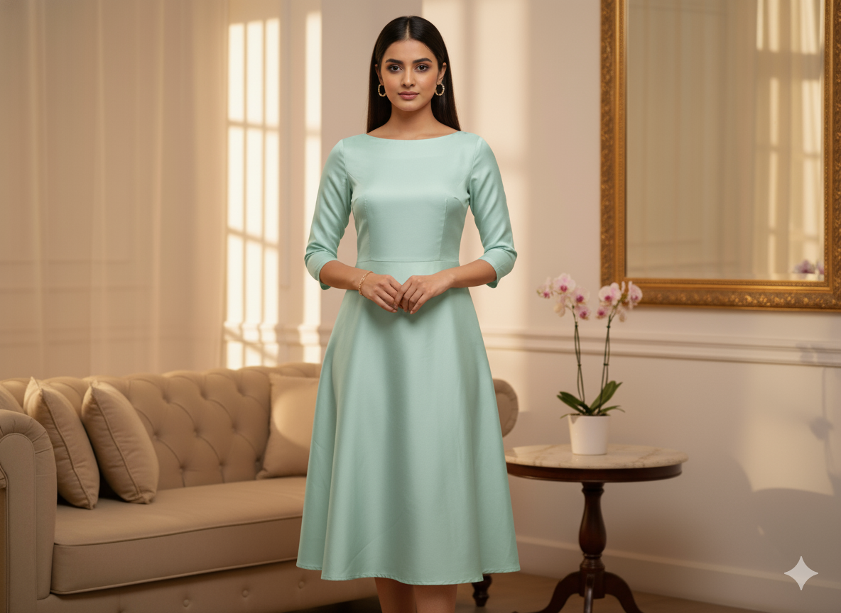 Pastel Soft Teal Plain Malai Satin Fabric