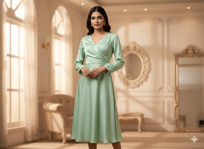 Pastel Mint Green Plain Malai Satin Fabric