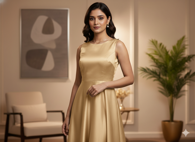 Pastel Light Cream Plain Malai Satin Fabric