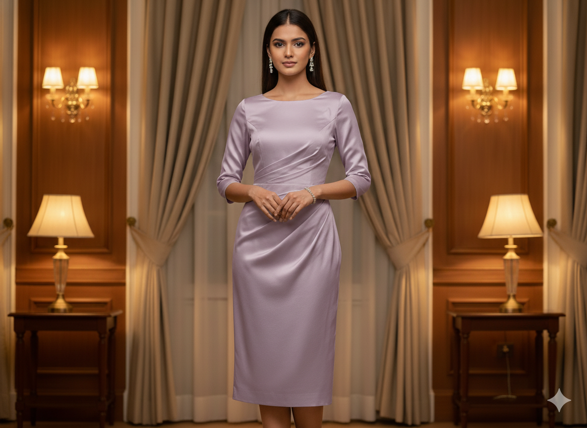 Pastel Light Lavender Plain Malai Satin Fabric