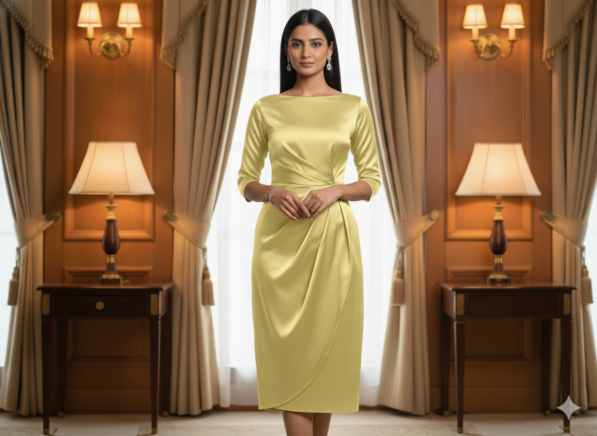 Pastel Lemon Yellow Plain Malai Satin Fabric