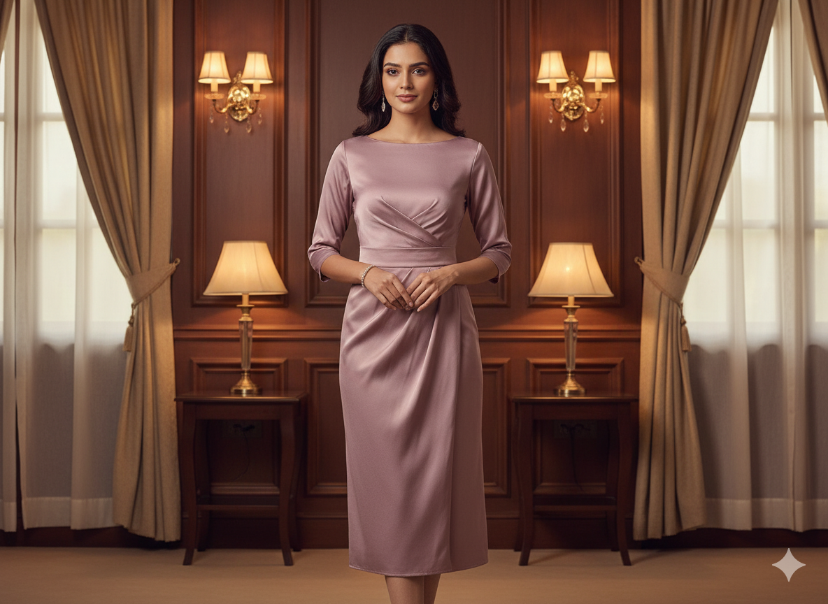 Pastel Dusty Pink Plain Malai Satin Fabric