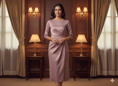 Pastel Dusty Pink Plain Malai Satin Fabric