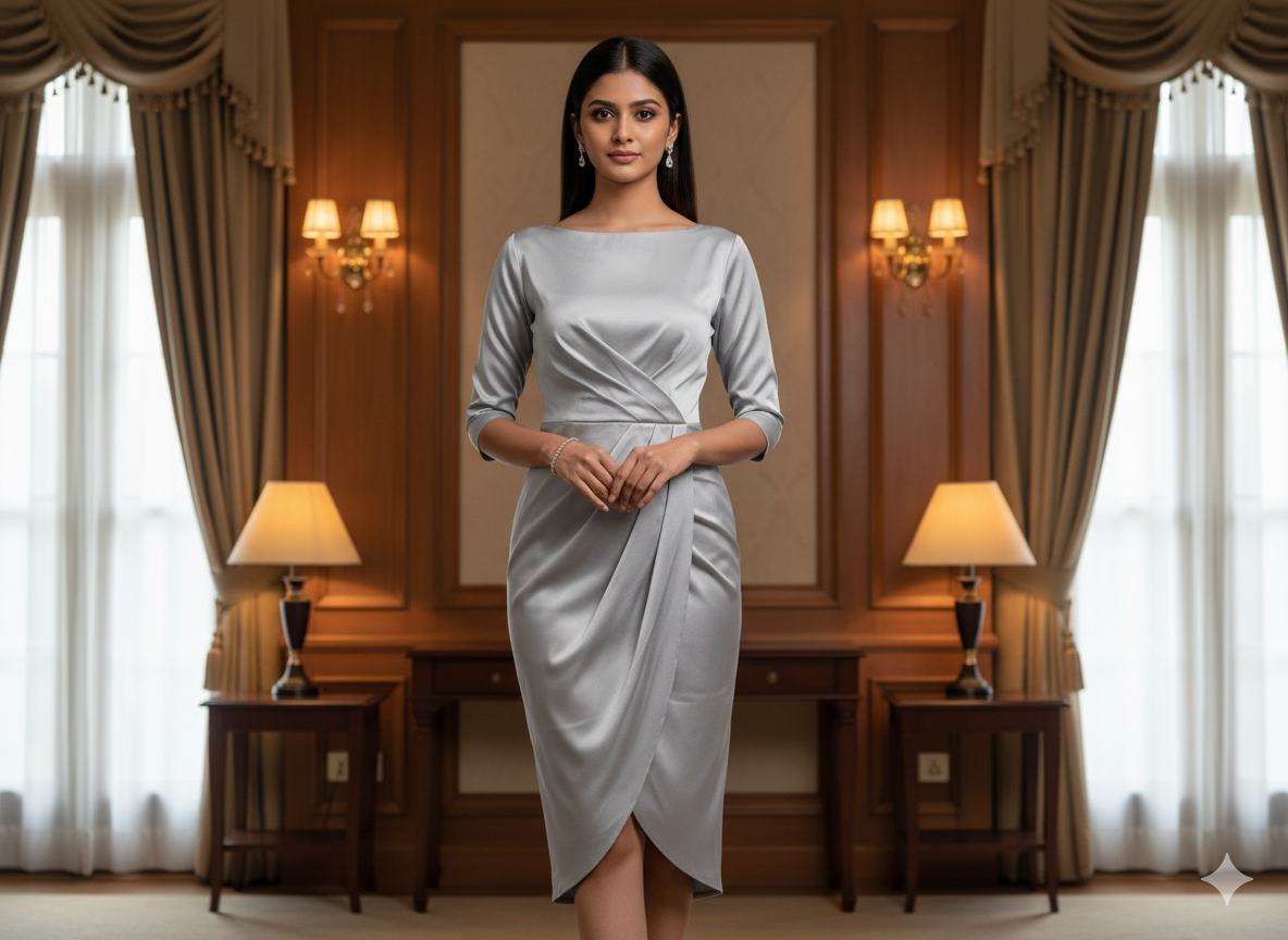 Pastel Light Gray Plain Malai Satin Fabric