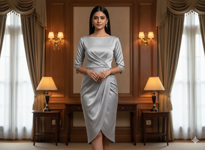 Pastel Light Gray Plain Malai Satin Fabric