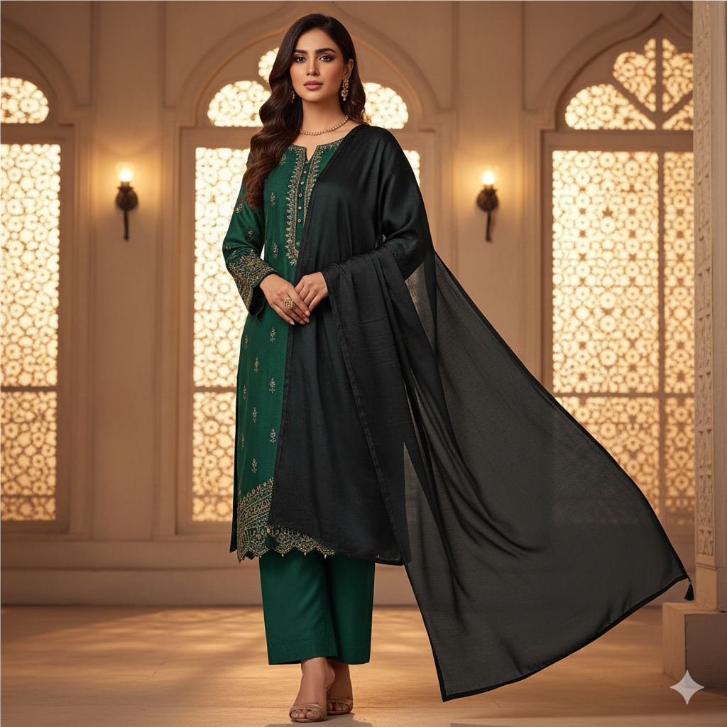 Glossy Black Plain Malai Satin Fabric