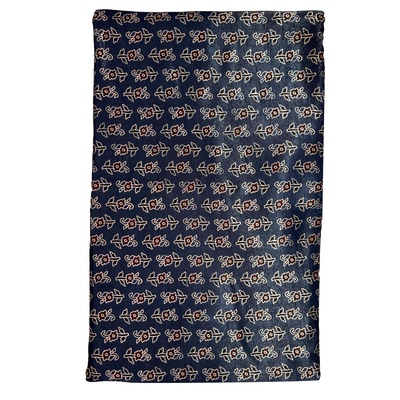 Blue Motifs Printed Ajrakh Mashru Silk Fabric