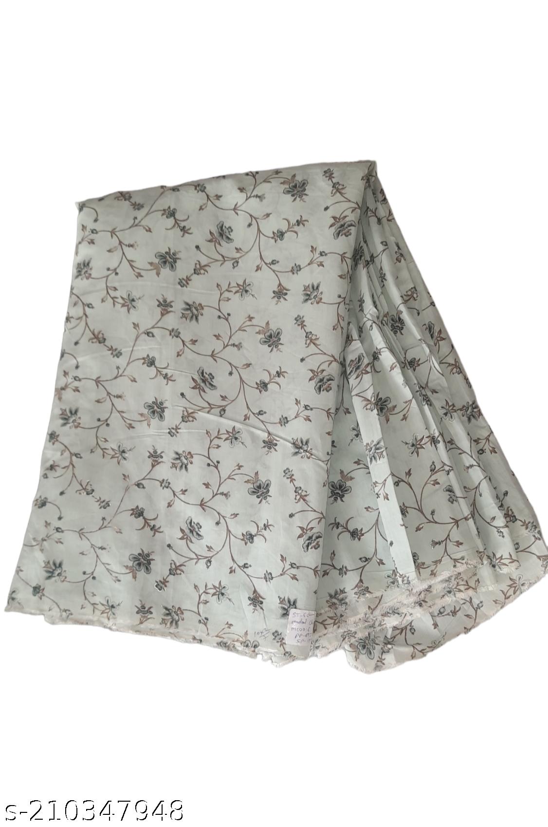 हल्का क्रीम पुष्प मुद्रित मलमल कपड़ा