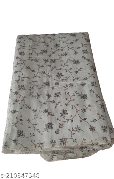 हल्का क्रीम पुष्प मुद्रित मलमल कपड़ा