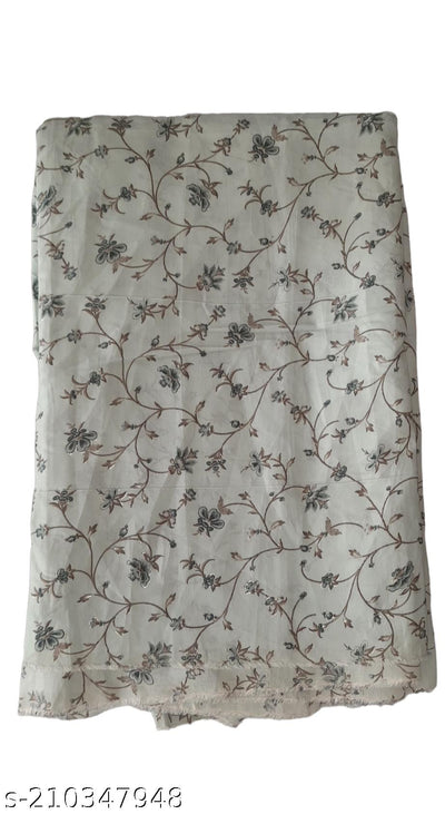 हल्का क्रीम पुष्प मुद्रित मलमल कपड़ा