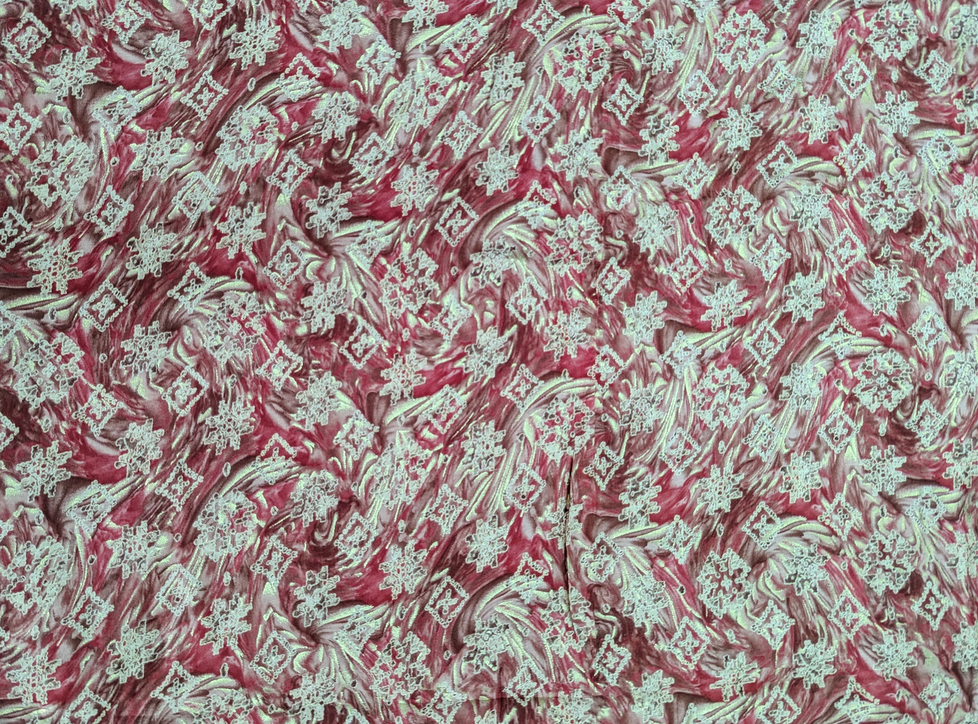 Pink & Golden Floral Printed Muslin Fabric