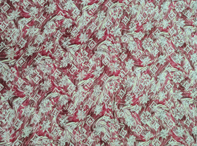 Pink & Golden Floral Printed Muslin Fabric