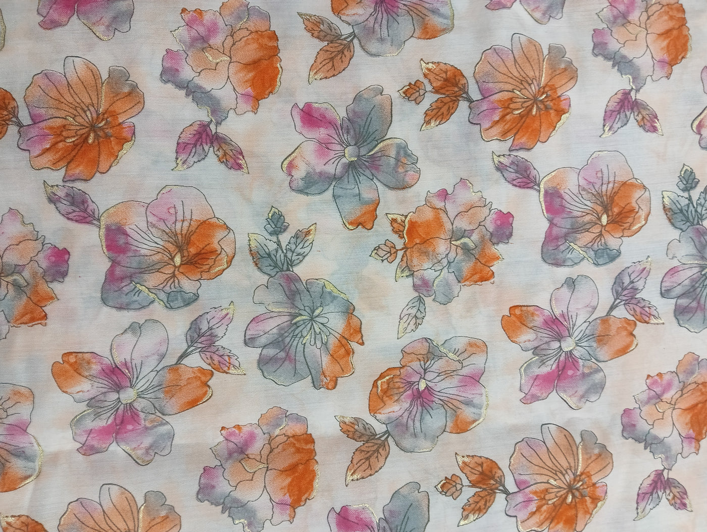 Multicolor Floral Printed Muslin Fabric