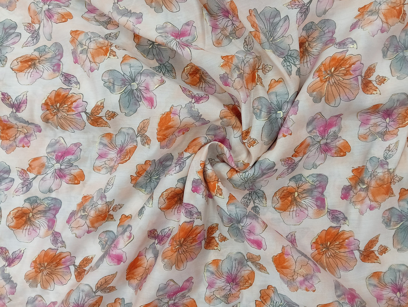 Multicolor Floral Printed Muslin Fabric