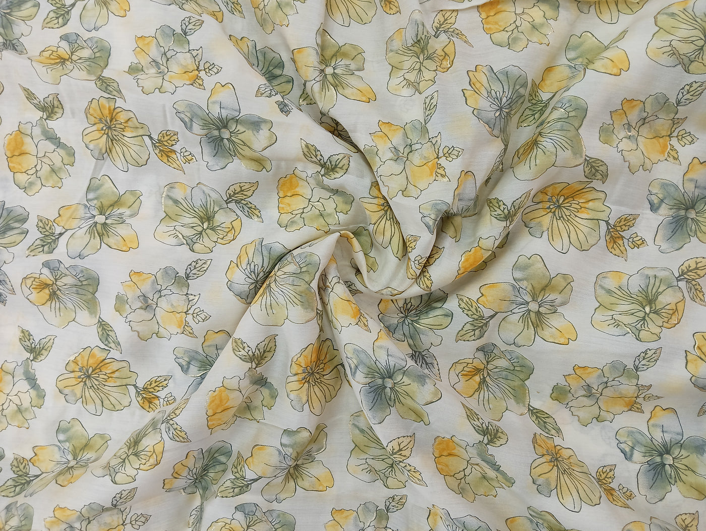 Multicolor Floral Printed Muslin Fabric