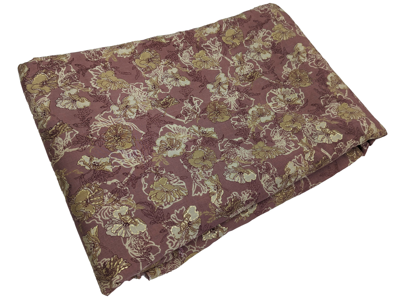 Rust & Golden Floral Muslin Print Fabric