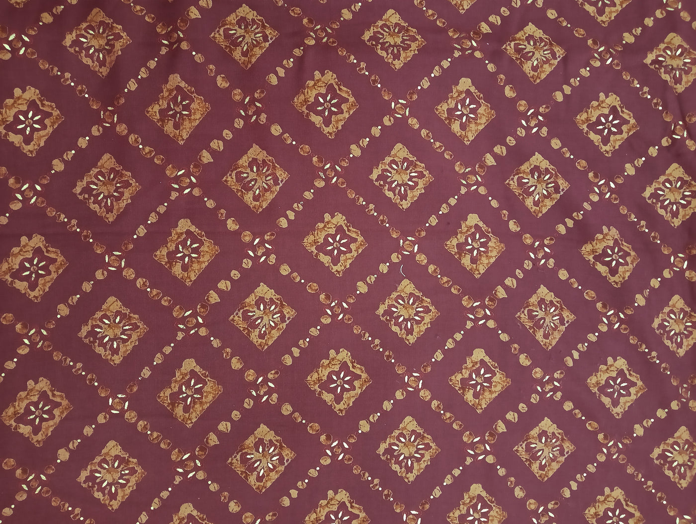 Maroon Geometric Print Muslin Fabric (Wholesale)