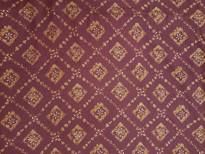 Maroon Geometric Print Muslin Fabric (Wholesale)