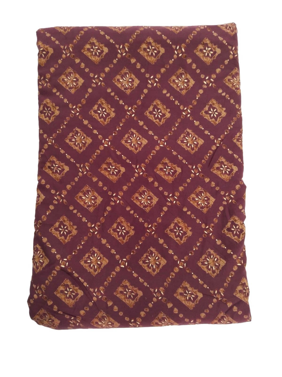 Maroon Geometric Print Muslin Fabric (Wholesale)