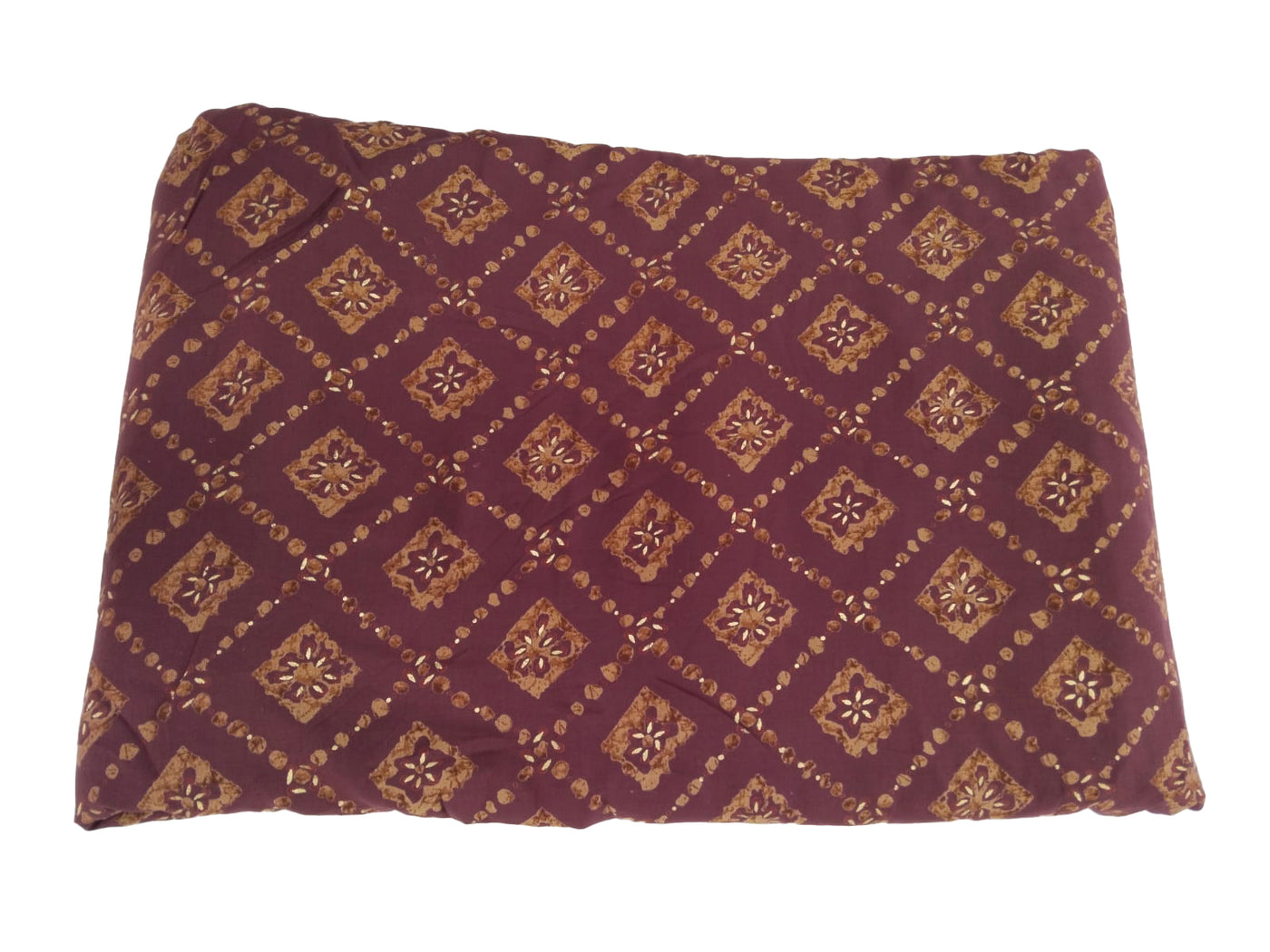 Maroon Geometric Print Muslin Fabric (Wholesale)