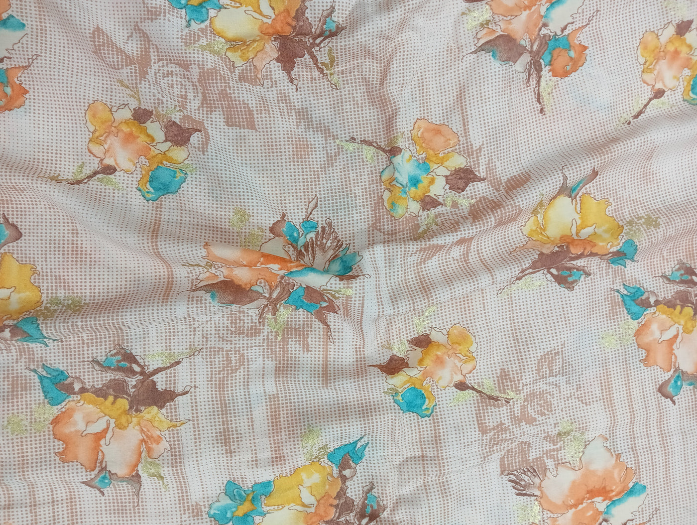 Multicolor Florals Printed Muslin Fabric