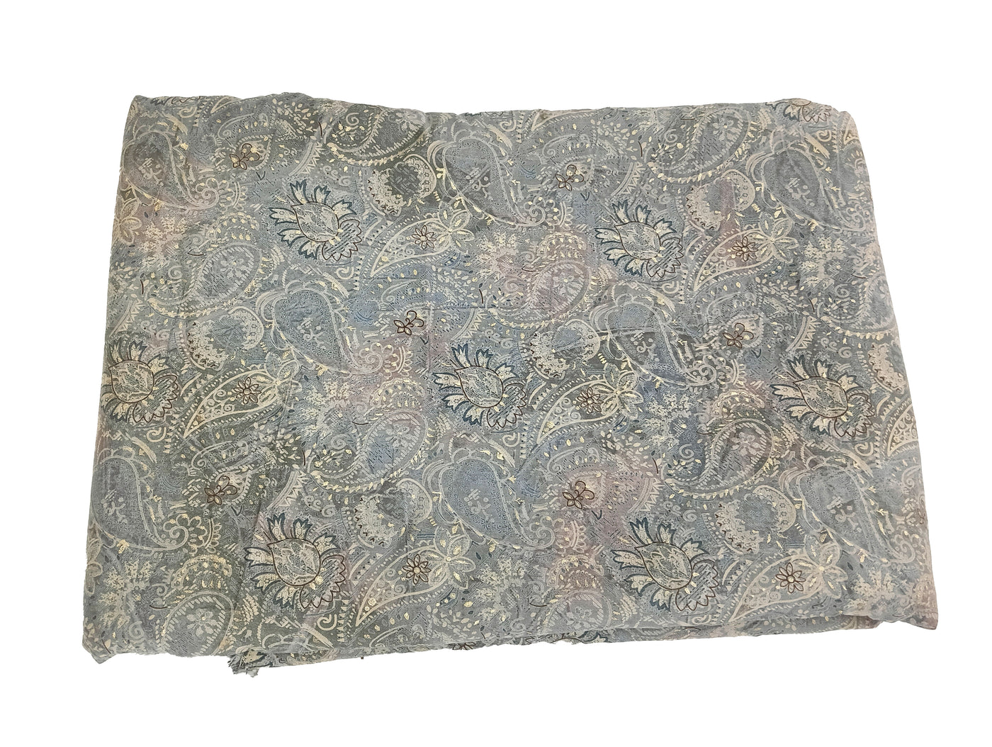 Greyish Paisley Printed Muslin Fabric (Wholesale)