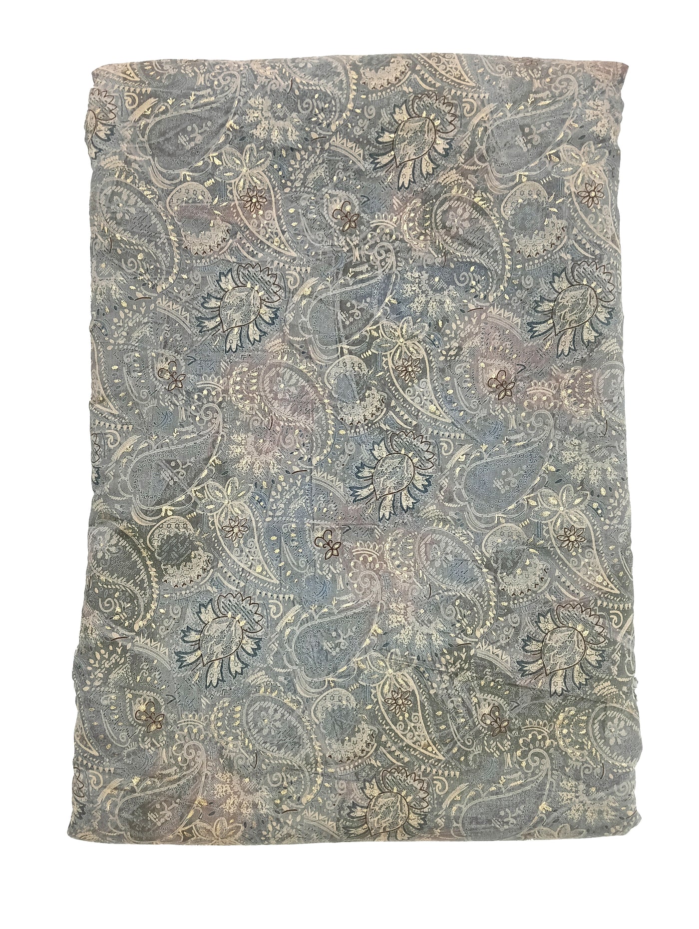 Greyish Paisley Printed Muslin Fabric (Wholesale)