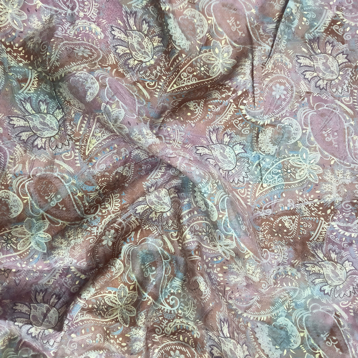 Multicolor Paisley Printed Muslin Fabric