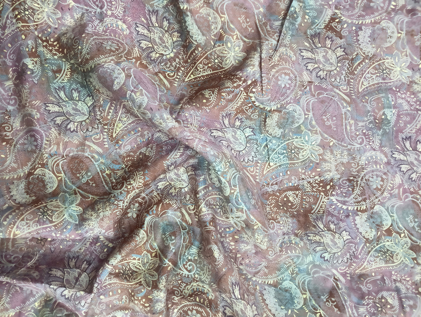 Multicolor Paisley Print Muslin Fabric (Wholesale)