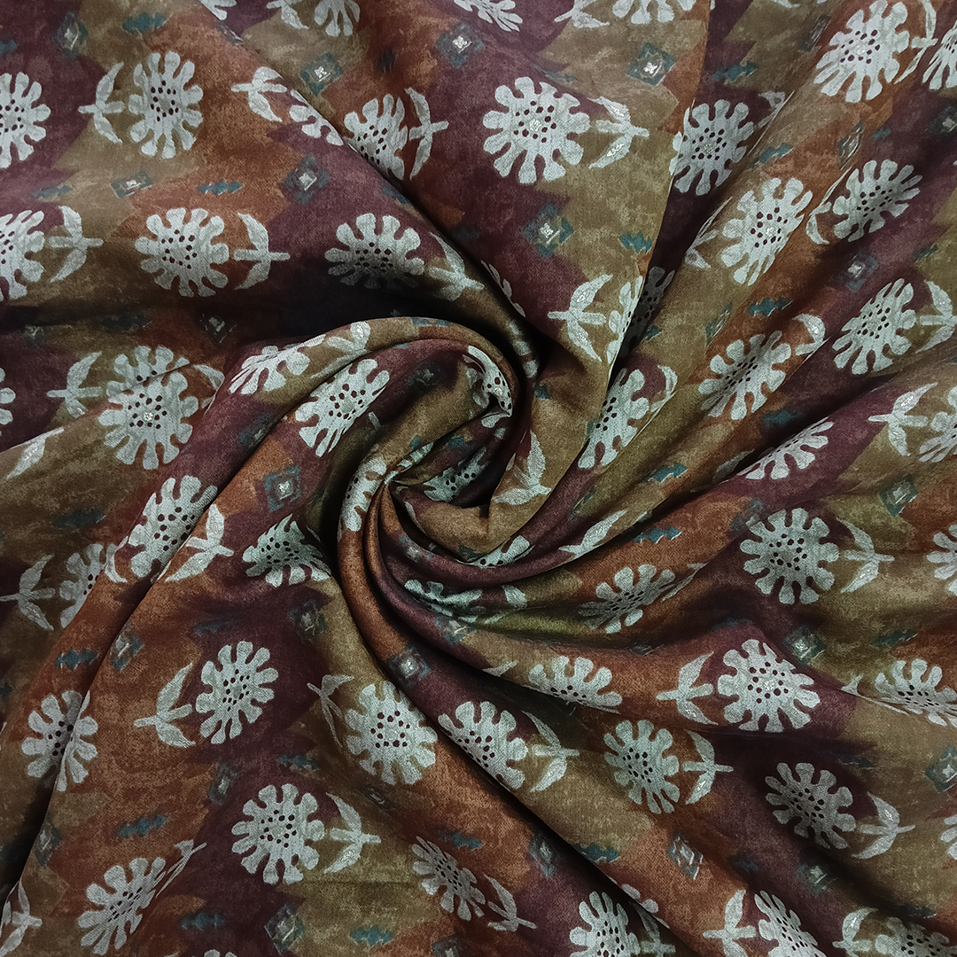 Multicolor Floral Printed Modal Chanderi Fabric