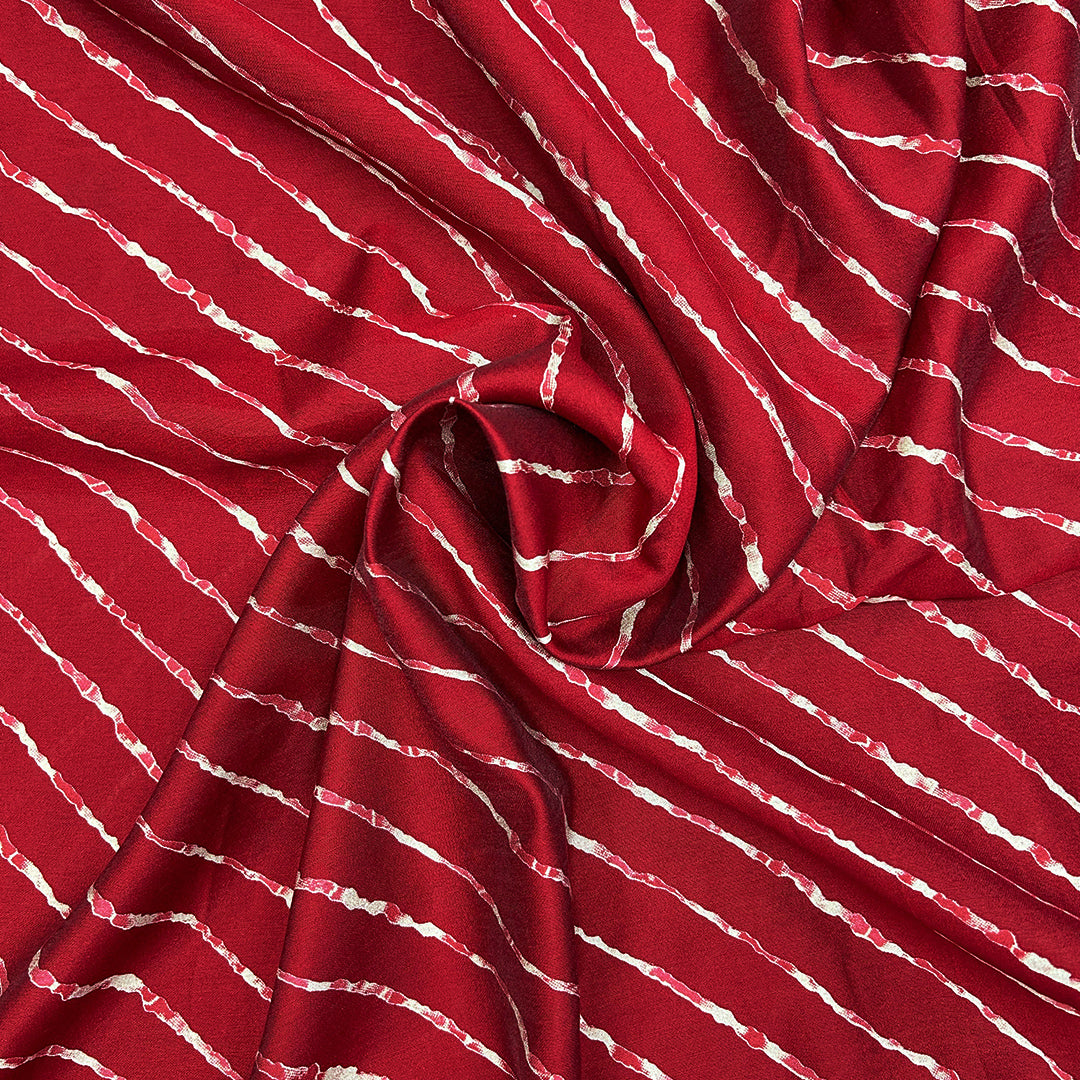 Deep Red Leheriya Printed Muslin Fabric