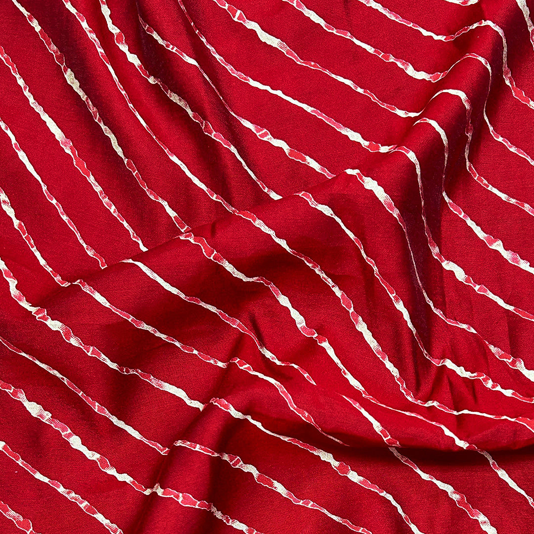 Deep Red Leheriya Printed Muslin Fabric