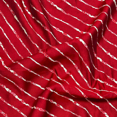 Deep Red Leheriya Printed Muslin Fabric