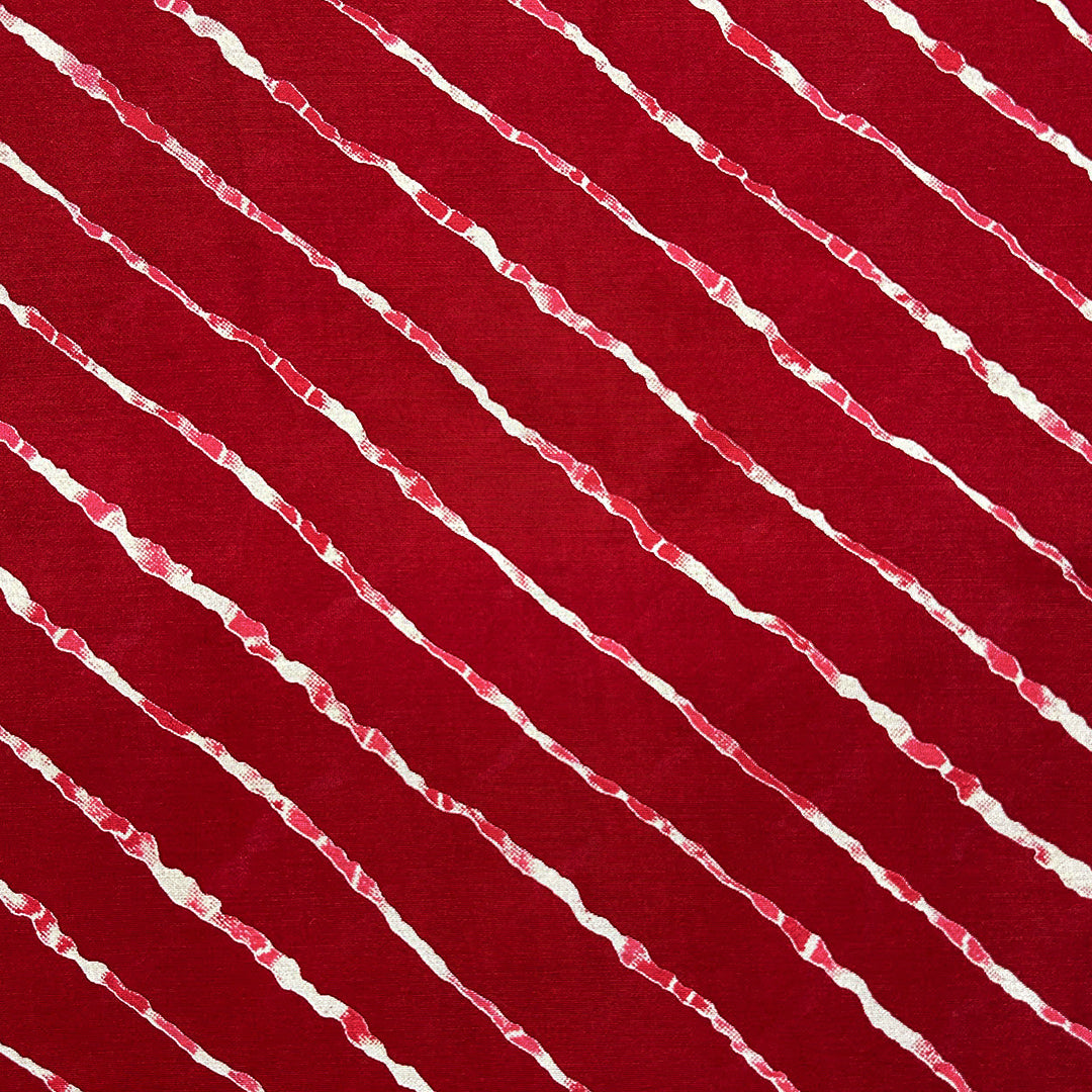 Deep Red Leheriya Printed Muslin Fabric