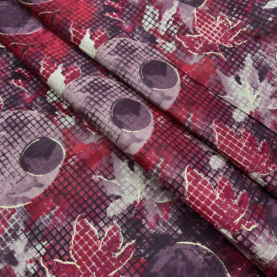 Multicolor Floral Printed Chanderi Foil Print Fabric